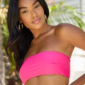 🌷pink bandeu swimtop